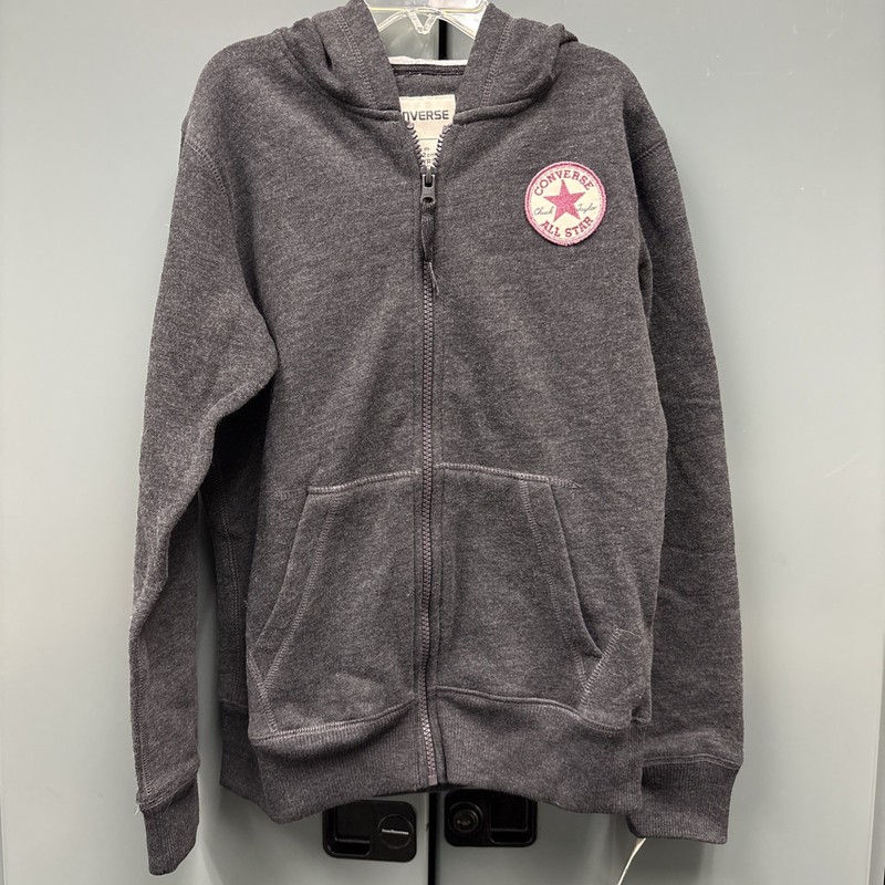 CONVERSE New Girl M 10-12 All Star Chuck Taylor Full Zip Gray Fleece Hoodie $42