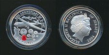 Jersey: 2004 QEII £5 Silver Proof ASW 0.84oz D-Day 60th Anniversary Red Poppy