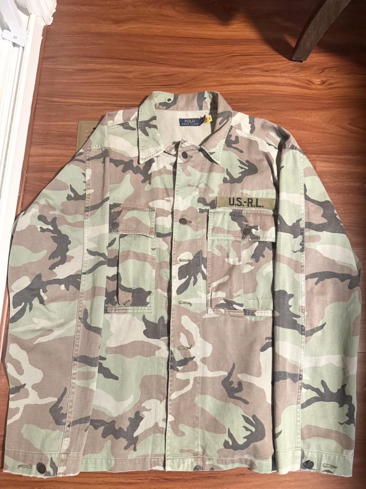 Polo Ralph Lauren Camo Twill Regiment Military Over Shirt Jacket Size XXL