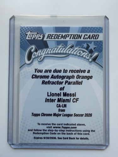 2026 Topps Chrome MLS Lionel Messi Redemption Orange Refractor Auto (USED)