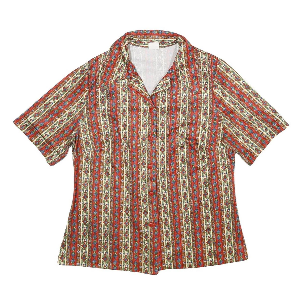 Camicia Donna Taglie Forti Love Fashion - Maniche Corte Stampa Floreale Rossa - Casual