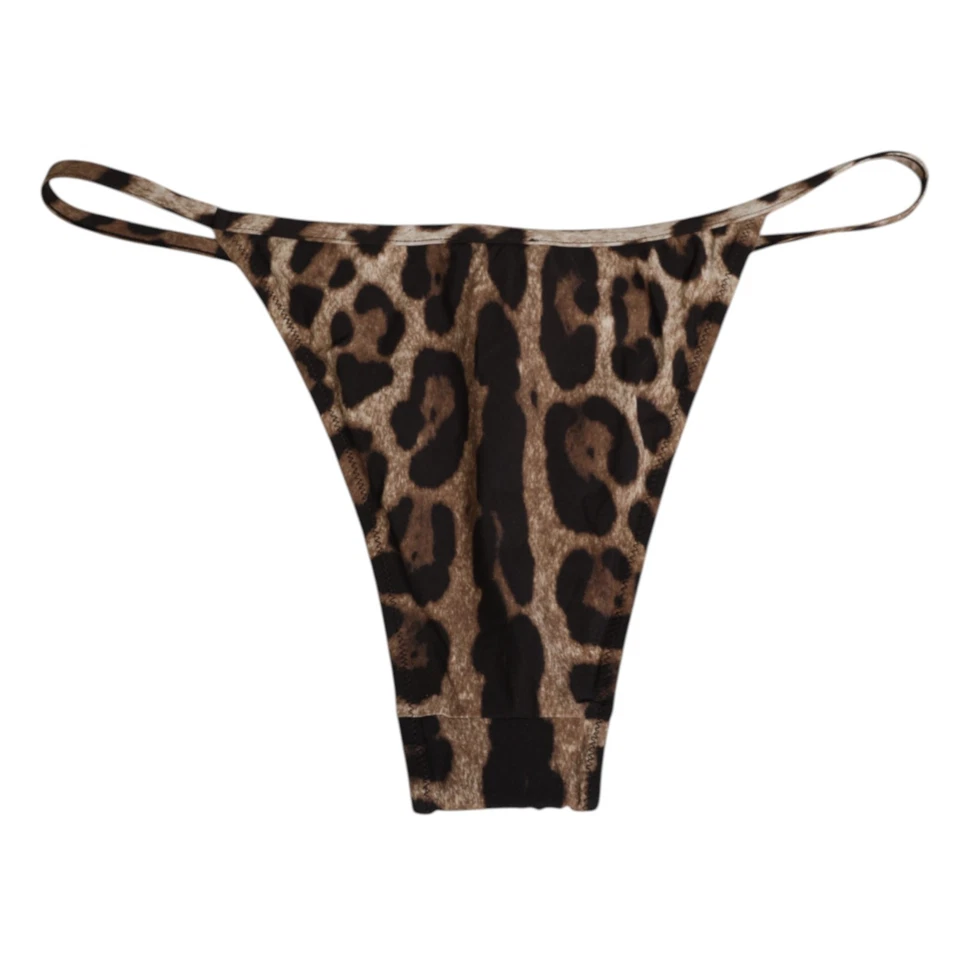 DOLCE & GABBANA Ropa Interior Marrón Leopardo Triángulo Tanga Panty IT3 / M RRP 750usd Foto 4 de 4