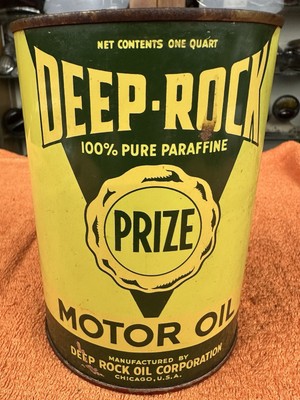 Original EARLY Vintage DEEP ROCK PRIZE MOTOR OIL Quart Metal CAN