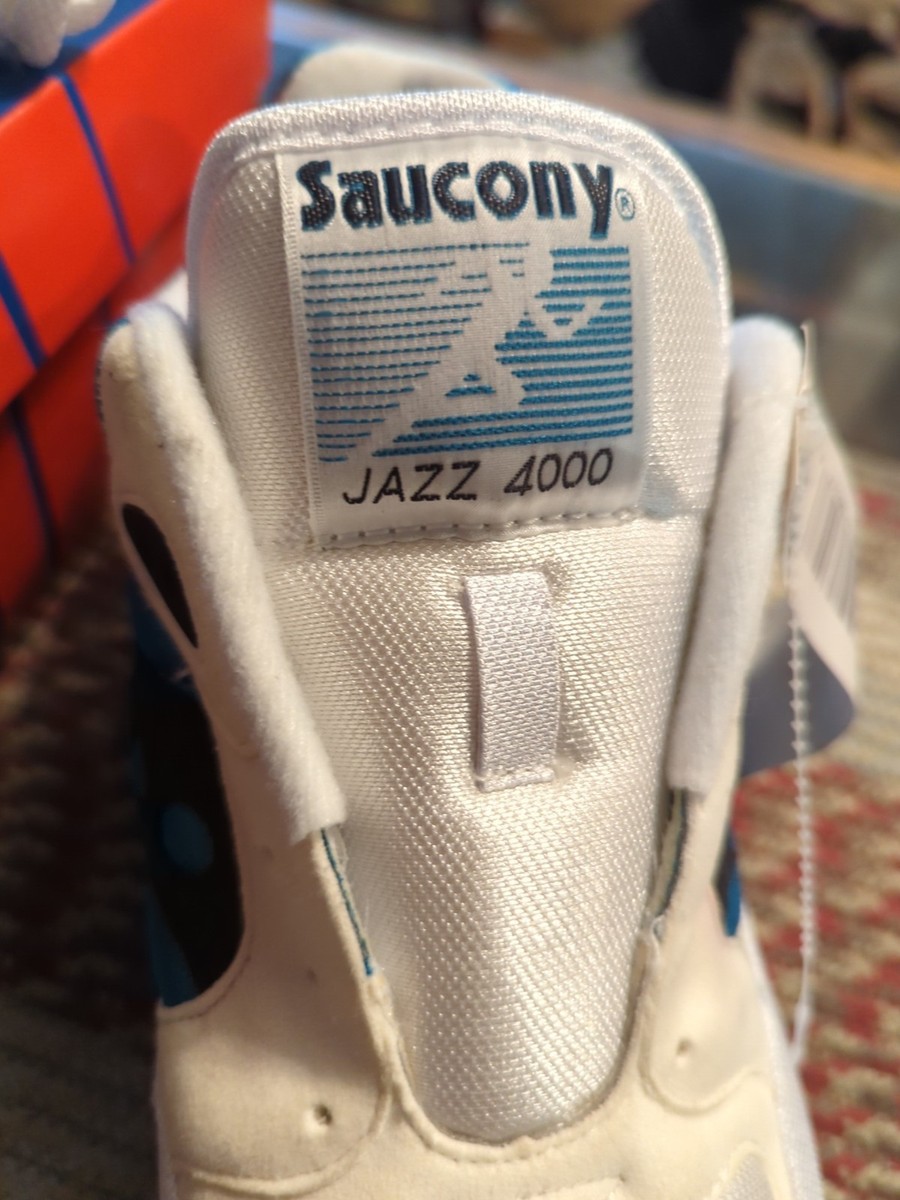 Vintage SAUCONY Jazz 4000 Shoes White Blue Sz 9‎ w/ OG Box Made In USA Deadstock Vintage SAUCONY Jazz 4000 Shoes White Blue Sz 9 w/ OG Box  main image 3