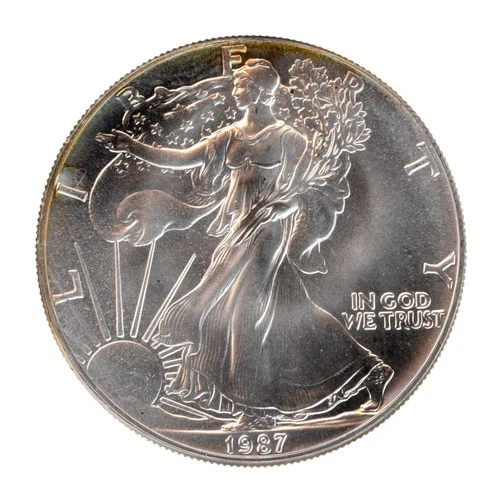 1987 American Silver Eagle $1 1 oz .999 Fine Silver Coin Slight Toning