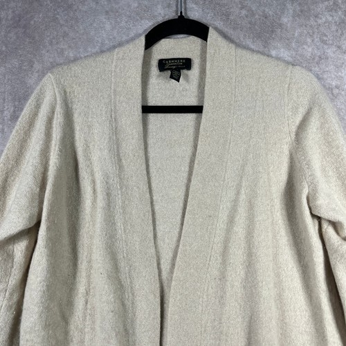Charter Club Luxury Cashmere Cardigan Sweater Womens Size 1X Tan Knit Open Front - Picture 2 of 9