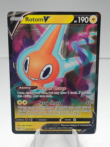 Rotom V 058/196 Pokemon Swsh11: Lost Origin Ultra Rare Holo - Picture 1 of 1