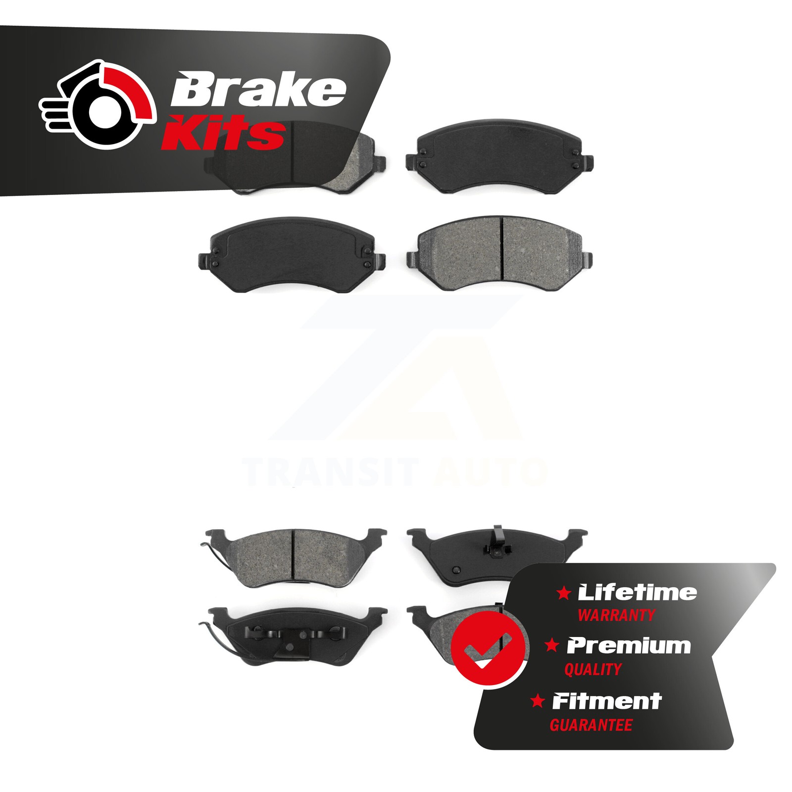Front Rear Semi-Metallic Brake Pads Kit For 2001-2007 Dodge Caravan