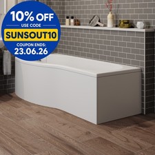 1600/700mm Bath Panel Pack Front Side End P Shape Bathroom Acrylic White Gloss