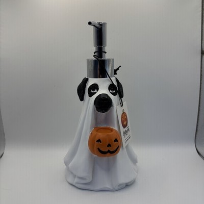 Happy Halloween Geist Hund mit Kürbis Pumpe Seifen-/Lotionspender 20 cm