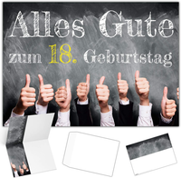 A4 Xxl 18 Geburtstag Karte Daumen Hoch Mit Umschlag - Edle Geburtstagskarte - Gl