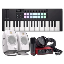 Novation Launchkey Mini 37 MK4 + Scarlett Solo Studio + Monitores blancos ADAM D3V