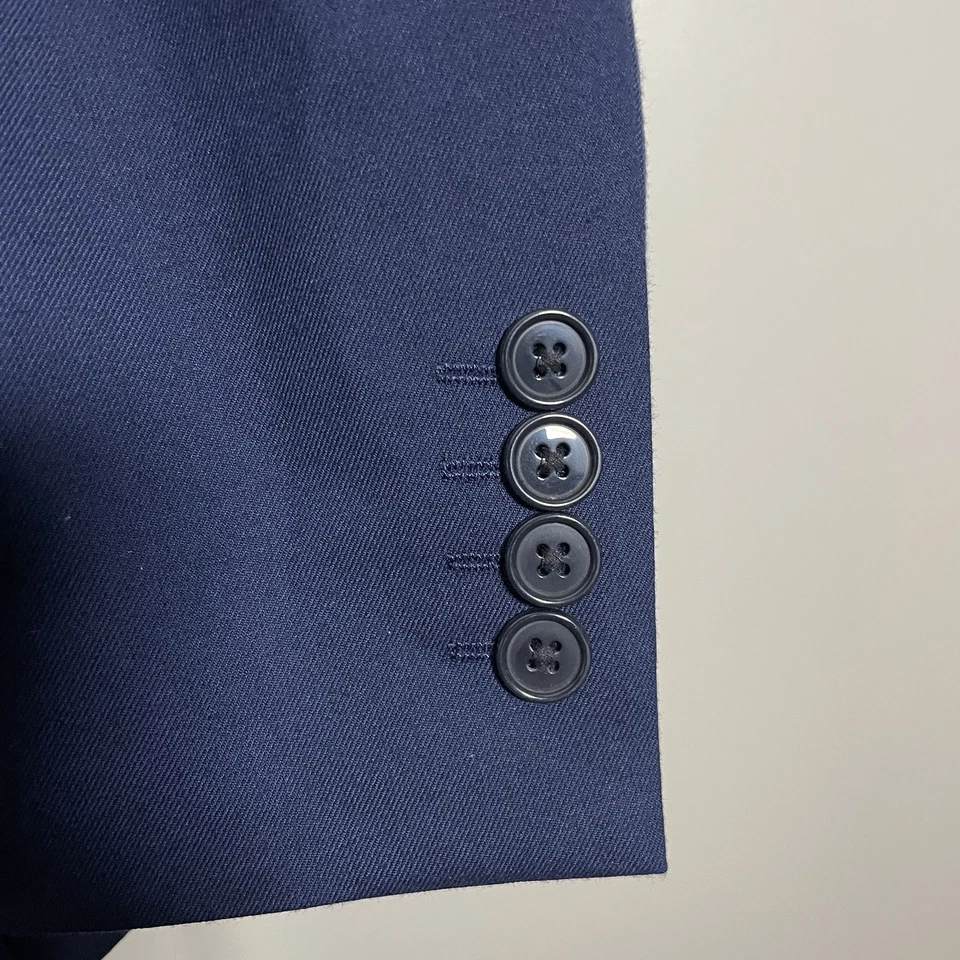 Apt9 Sport Coat Mens 46R Slim Fit Navy Blue Solid Polyester Double Vented - Image 4 of 4