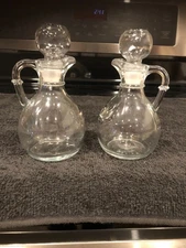 Vintage Small Oil And Vinegar Cruets Decanters Bottom states MEXICO 17 5.5" tall