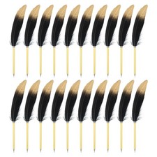 20pcs Feather Ballpoint Pens, 0.5mm Ink Quill Writing Pens, Black