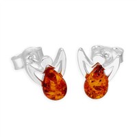 Sterlingsilber & Baltischer Bernstein Engel Ohrstecker