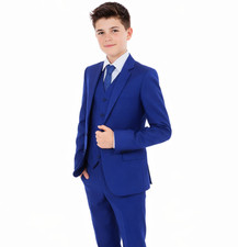 Boys Blue Suits, Boys Suits, Page Boy Prom Wedding Party Outfit 5 Piece