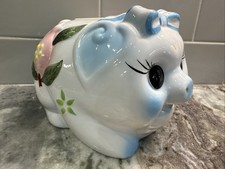 Piggy Bank-Big Eyed Cute Baby Pig, 6.5 w/ Glossy MC Glaze, NOS Pristine-Unused