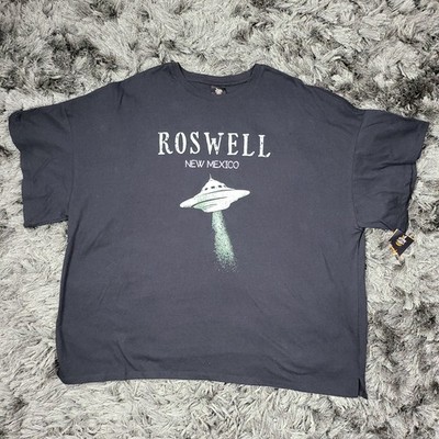 Hyde And Eek! Boutique Pajama Top Womens XL Black Roswell New Mexico UFO Graphic