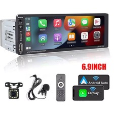 Single Din Car Stereo Wireless Apple CarPlay 6.9 touchscreen Bluetooth Radio USB