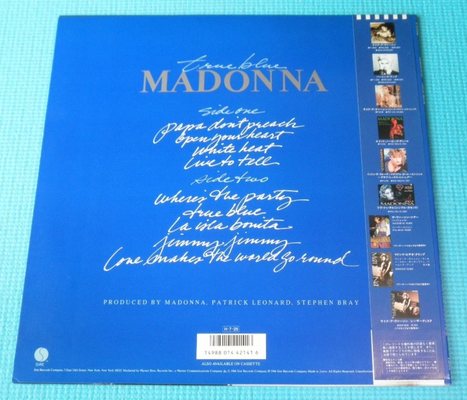 MADONNA Vinyl Record LP True Blue w/Mini Poster 1986 Japan OBI P-13310 - Image 3 of 4
