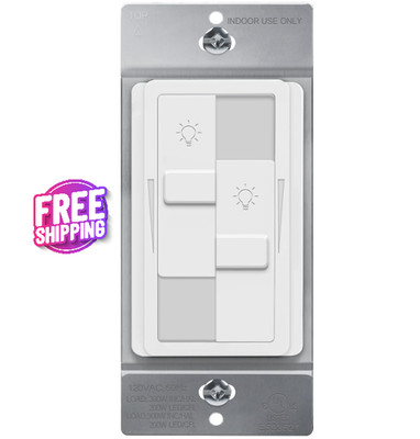 Atenuador de carga doble Interruptor de luz No se requiere cable neutro Blanco