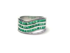 925 Silver Emerald Ring Mens emerald Band 3 Ct emerald Men ring Heavy SilverRing