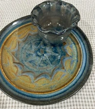 Pottery Platter And Dip Bowl -  Handmade Art