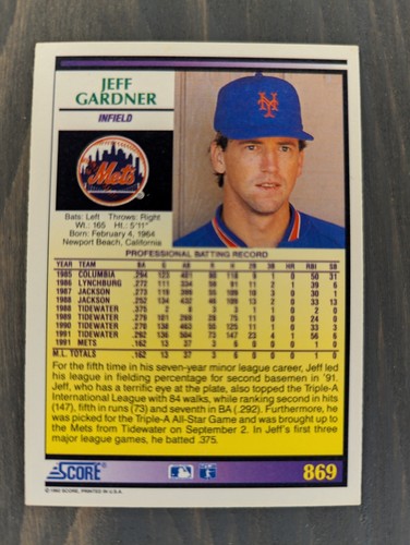 1992 Score Baseball Cards - Mix & Match cards to save up to 40% off! - Picture 89 of 89