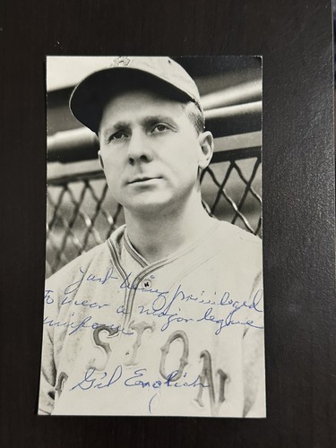 Gil English Signed Real Photo Postcard 3x5 Bees Giants Tigers Dodgers Uniform