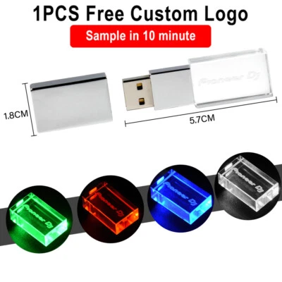 JASTER Kostenloses Logo Crystal LED USB 2.0 Flash-Laufwerk 64GB DJ Speicherstick 32G 4G