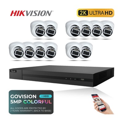 HIKVISION CCTV-SYSTEM HD 5MP FARBE BEI NACHT & TAG KAMERA DVR HEIMSICHERHEITSSET