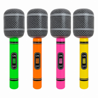 4 x riesiges aufblasbares Mikrofon verschiedene Farben 70 cm Spaß Singen Kostüm