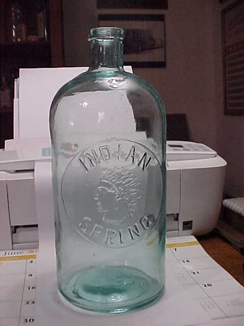 REDUCED / 1/2 GALLON MINERAL WATER / "INDIAN SPRING"  (BALTIMORE,MD./ MARYLAND)