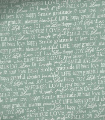 Tiny words turquoise words to live by gratitude love happiness Contempo fabric