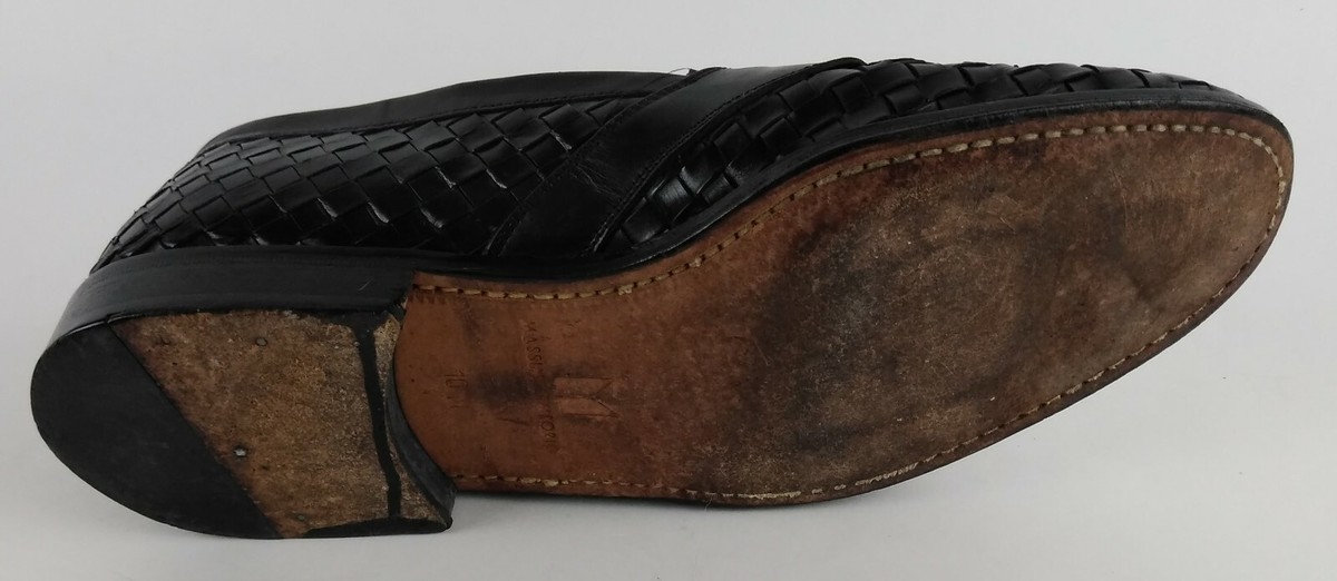 Massimo Emporio Woven Leather Tassel Loafers in Black Black  main image 3