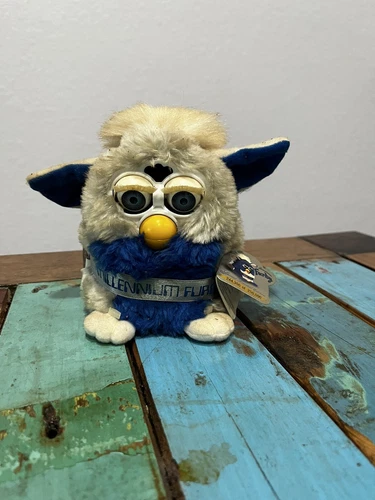 MILLENNIUM FURBY Limited edition Gray and Blue 1998 Discoloration Due To Age