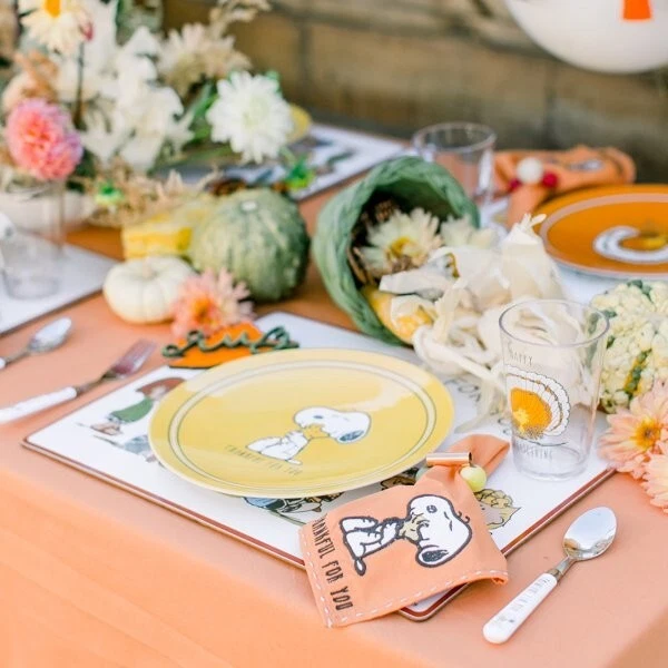 Pottery Barn Kid Disney Peanuts Snoopy Fiesta de Acción de Gracias 🎈JUEGO 8 niños, Foto 4 de 4