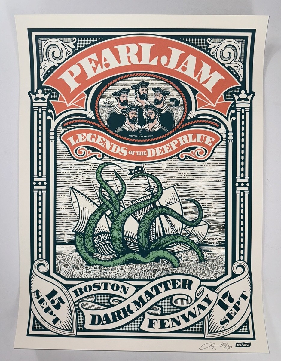 Pearl Jam Poster Fenway Park Boston MA 2024 AP #'d Official