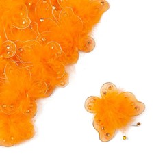 Bulk Buy of 300 Orange Nylon, Feather and Jeweled 1-3/4" Butterflies