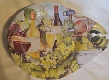 Keller Charles-Set Of 16-Melamine Plates w/ Wine Glass Holder-Wine/Grape Theme