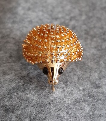 Superbe BROCHE HÉRISSON vintage - d' ORLAN - Yeux verts - ETAT NEUF - Unisexe -