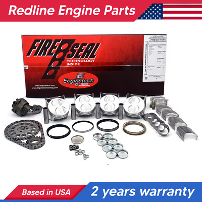 302 Engine Rebuild Kit w Flat Top Pistons FITS 86-95 Ford 5.0L W/ 1PC REAR SEAL