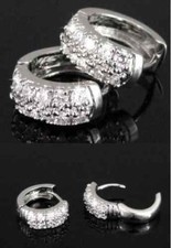 CHILDREN'S WHITE GOLD PLATED AND ZIRCONIUM STONE EARRINGS