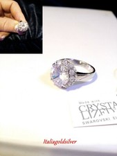 Anello Donna Rod. Oro Bianco  CRISTALLI SWAROVSKI ELEMENTS ORIGINALI Argento