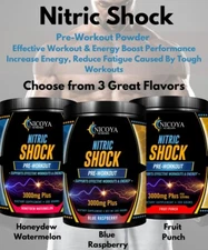 Nitric Oxide Pre Workout Powder 3000 MG+ Effective Workouts & Energy -3 Flavors!