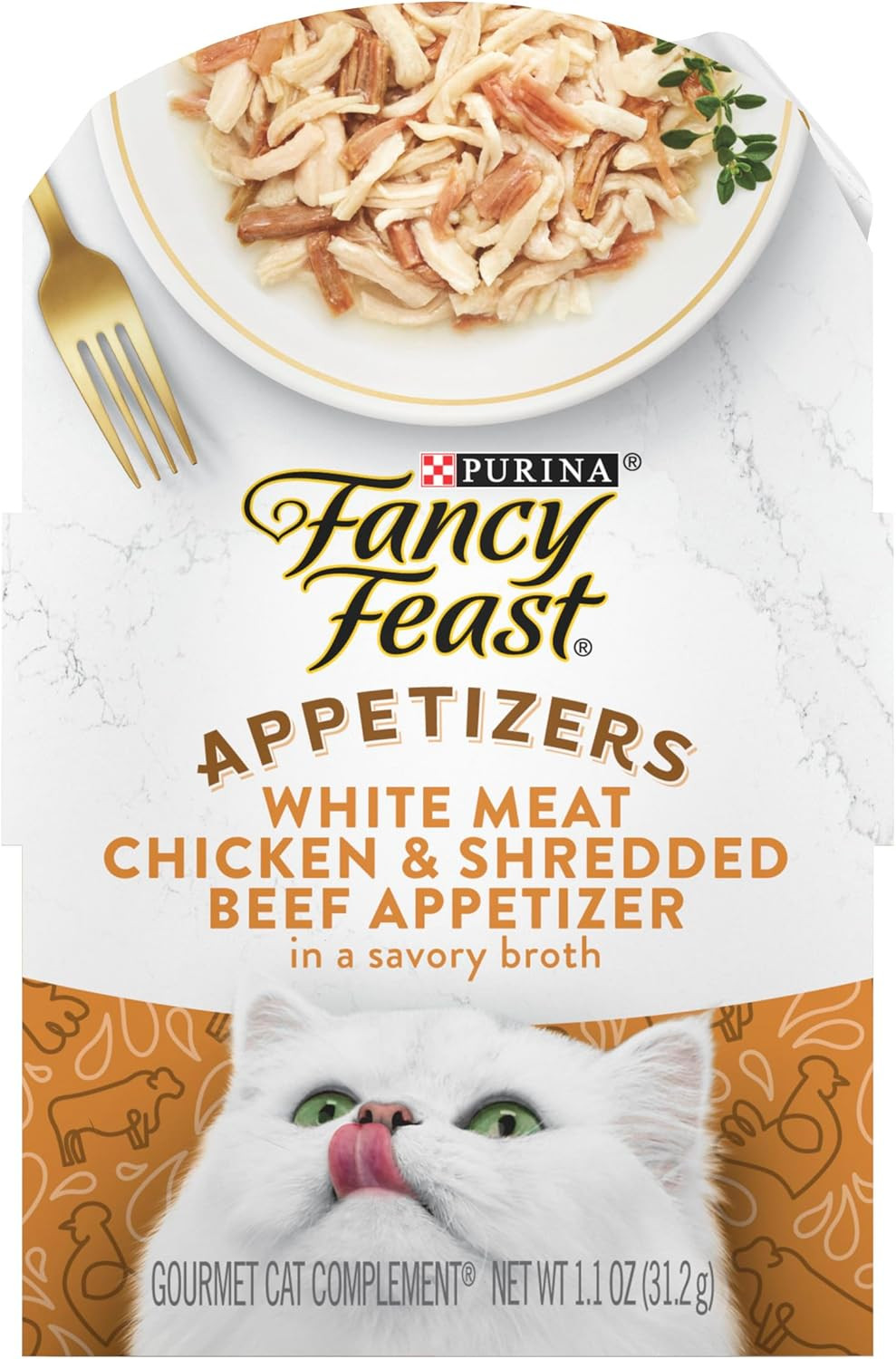 Purina Fancy Feast Appetizers Lickable Grain Free Cat Food Topper White Meat Chi