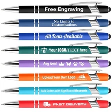 Personalised Pens 1-500 Bulk Order  Stylus Pens Business LOGO TEXT Customise Pen