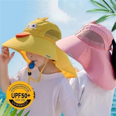 Cute Baby Boys Girls Wide Brim Bucket Hat Sun Hat Kids Summer Anti-UV Beach  Cap