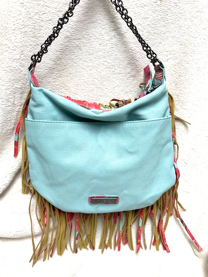 Bolso Bandolera Madden Girl Bolso de Mano Cartera Multicolor Floral en Capas Flecos Foto 3 de 4